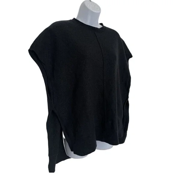 Nordstrom womens black sleeveless cashmere and wool mock neck style poncho - Picture 2 of 10